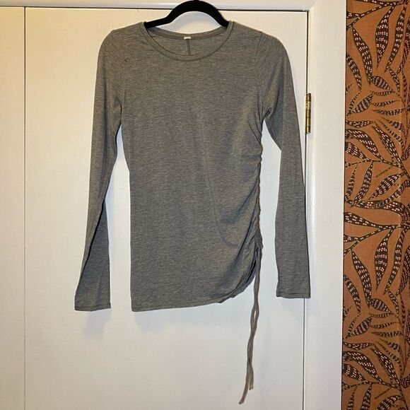 LULULEMON Cinch It Long Sleeve Top Heathered Medium Grey Women’s Size 2 - Picture 7 of 10